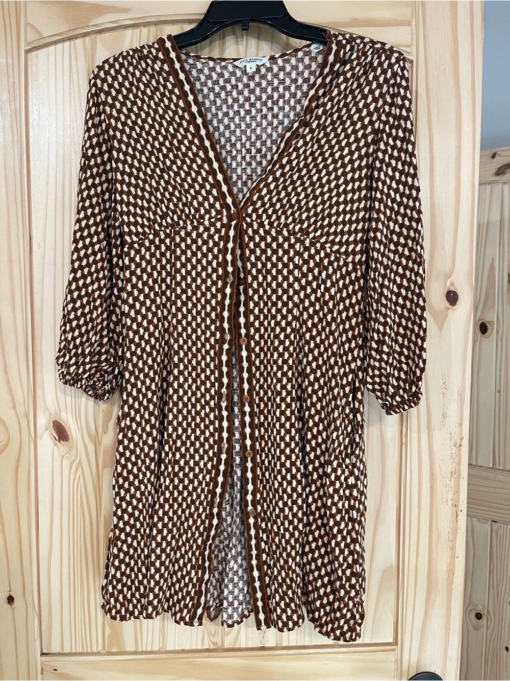 Max Studio Brown and Cream Patterned Mini Dress